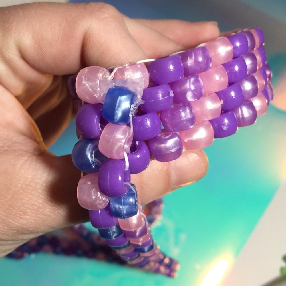 Purple Cuff Rave Kandi Rave Bracelet Leash - Picture 7 of 8